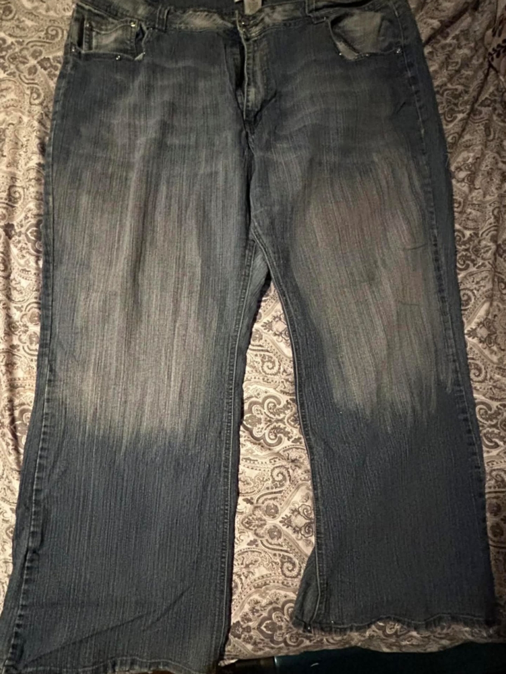 Men's Blue Washed Straight-Leg Jeans